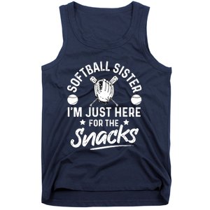 Softball Sister I'm Just Here For The Snacks Retro Softball Tank Top