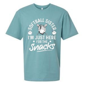 Softball Sister I'm Just Here For The Snacks Retro Softball Sueded Cloud Jersey T-Shirt