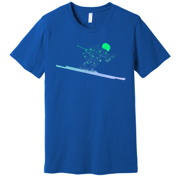 Silhouette Ski Icon For Skiier Ski Premium T-Shirt