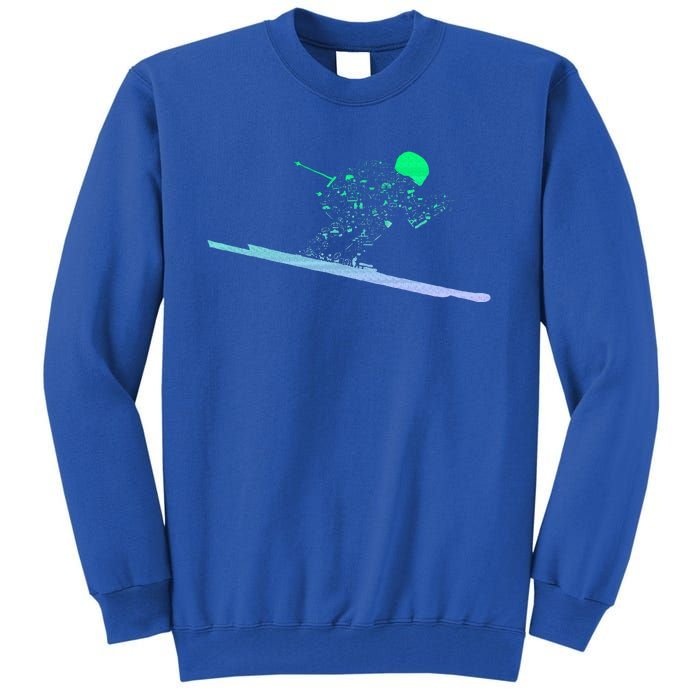 Silhouette Ski Icon For Skiier Ski Tall Sweatshirt