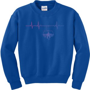 Ski Skiing Instructor Skier Sitting In Lift With Heartbeat Gift Kids Sweatshirt