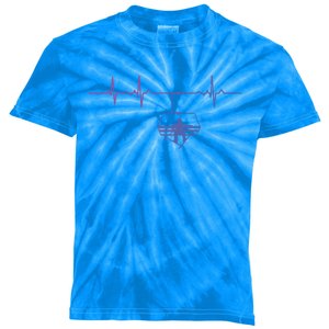 Ski Skiing Instructor Skier Sitting In Lift With Heartbeat Gift Kids Tie-Dye T-Shirt