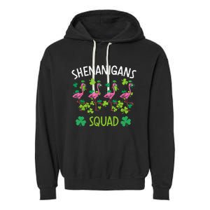 Shenanigans Squad Irish Flamingo St Patricks Day Bird Animal Garment-Dyed Fleece Hoodie