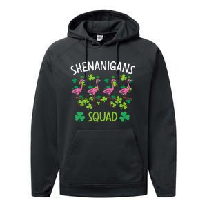 Shenanigans Squad Irish Flamingo St Patricks Day Bird Animal Performance Fleece Hoodie