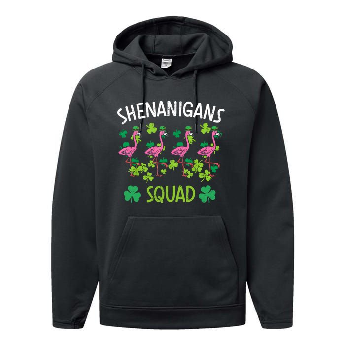 Shenanigans Squad Irish Flamingo St Patricks Day Bird Animal Performance Fleece Hoodie