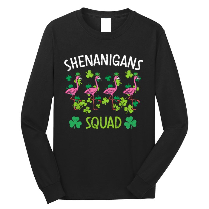 Shenanigans Squad Irish Flamingo St Patricks Day Bird Animal Long Sleeve Shirt