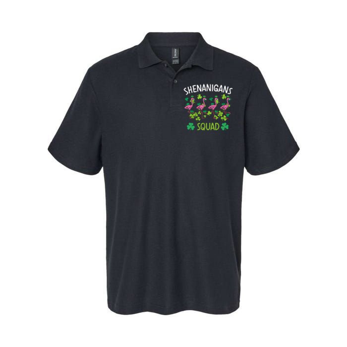 Shenanigans Squad Irish Flamingo St Patricks Day Bird Animal Softstyle Adult Sport Polo