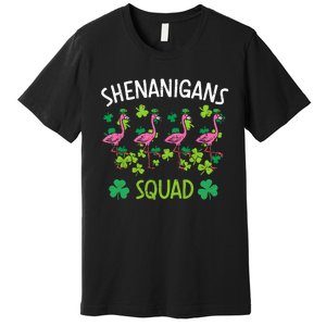 Shenanigans Squad Irish Flamingo St Patricks Day Bird Animal Premium T-Shirt