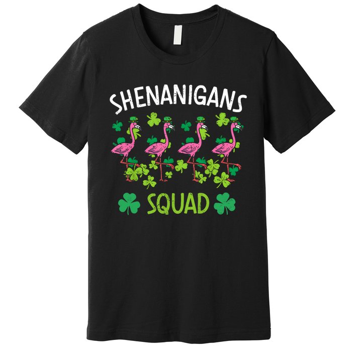 Shenanigans Squad Irish Flamingo St Patricks Day Bird Animal Premium T-Shirt