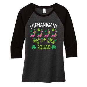 Shenanigans Squad Irish Flamingo St Patricks Day Bird Animal Women's Tri-Blend 3/4-Sleeve Raglan Shirt