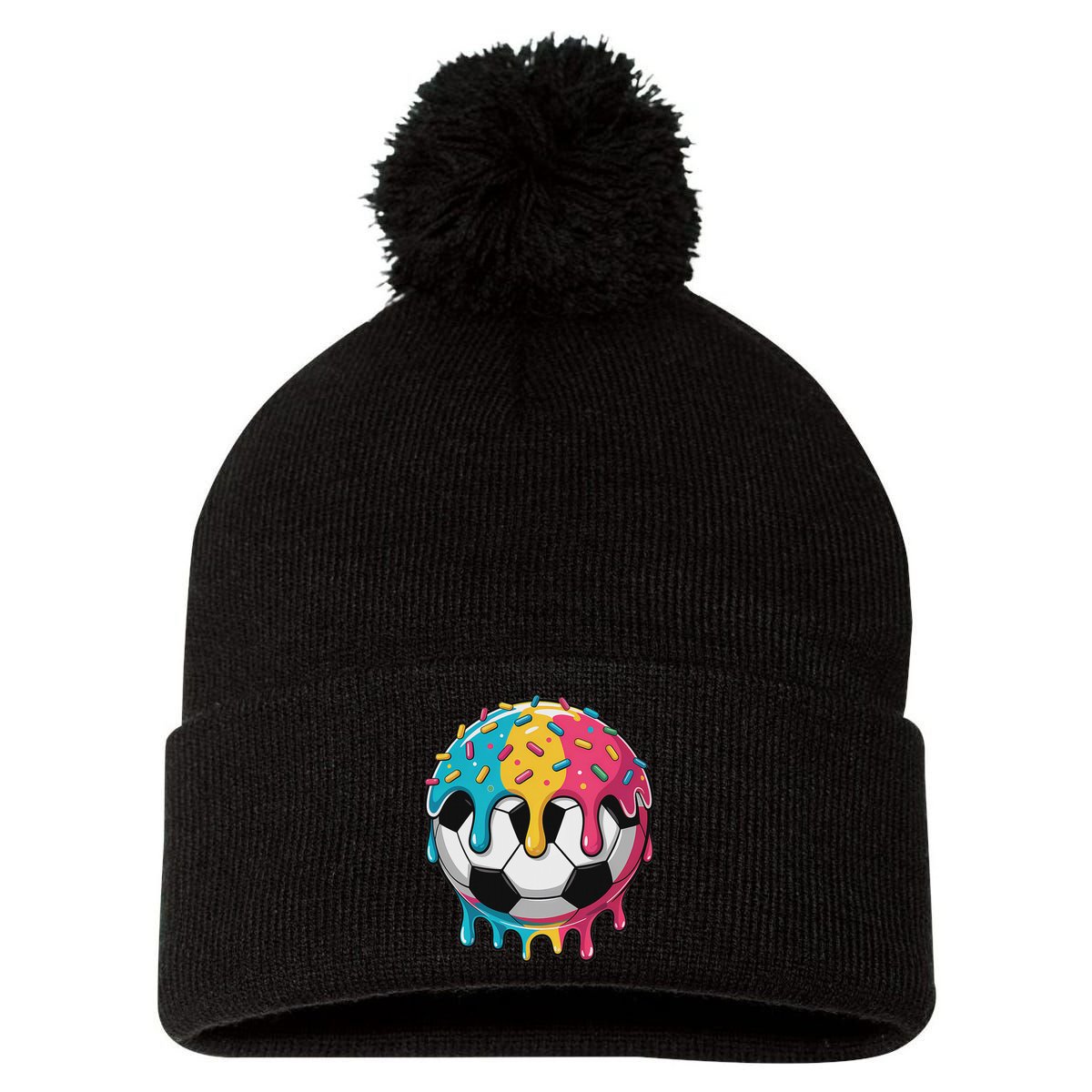 Soccer S Ice Cream Soccer Drip Pom Pom 12in Knit Beanie