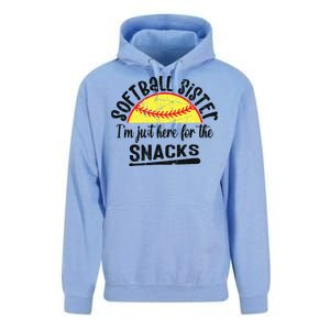 Softball Sister IM Just Here For The Snacks Funny Softball Unisex Surf Hoodie