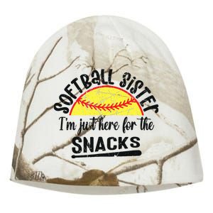 Softball Sister IM Just Here For The Snacks Funny Softball Kati - Camo Knit Beanie