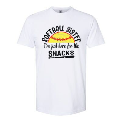 Softball Sister IM Just Here For The Snacks Funny Softball Softstyle CVC T-Shirt