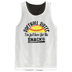 Softball Sister IM Just Here For The Snacks Funny Softball Mesh Reversible Basketball Jersey Tank