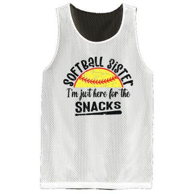 Softball Sister IM Just Here For The Snacks Funny Softball Mesh Reversible Basketball Jersey Tank