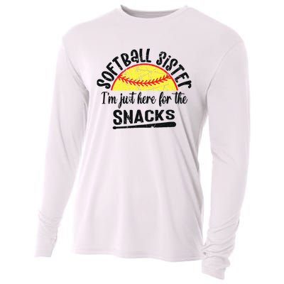 Softball Sister IM Just Here For The Snacks Funny Softball Cooling Performance Long Sleeve Crew