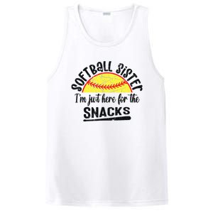 Softball Sister IM Just Here For The Snacks Funny Softball PosiCharge Competitor Tank