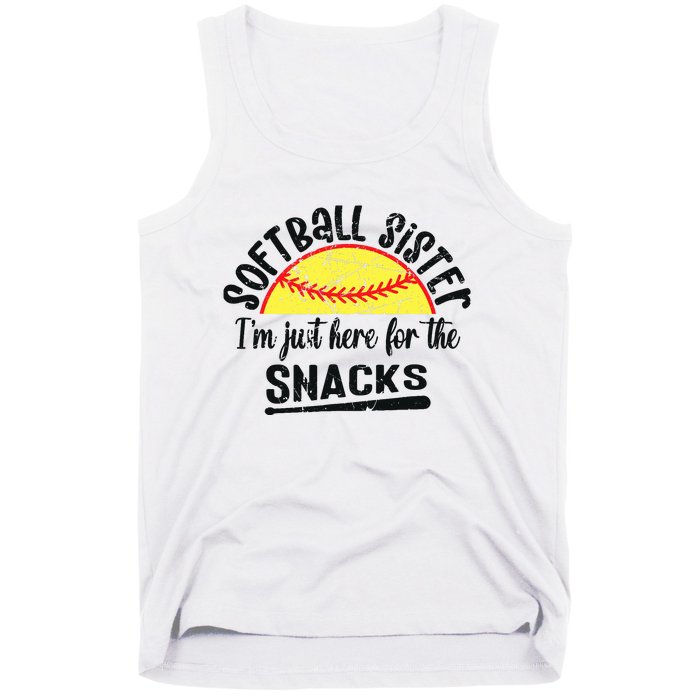 Softball Sister IM Just Here For The Snacks Funny Softball Tank Top