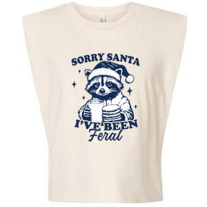 Sorry Santa Ive Been Feral Funny Christmas Raccoon Cookies And Milk Garment-Dyed Women's Muscle Tee