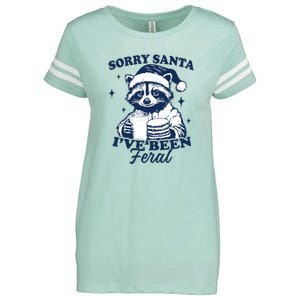 Sorry Santa Ive Been Feral Funny Christmas Raccoon Cookies And Milk Enza Ladies Jersey Football T-Shirt