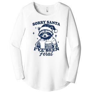 Sorry Santa Ive Been Feral Funny Christmas Raccoon Cookies And Milk Women's Perfect Tri Tunic Long Sleeve Shirt