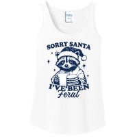 Sorry Santa Ive Been Feral Funny Christmas Raccoon Cookies And Milk Ladies Essential Tank