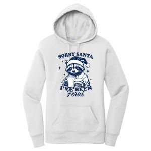 Sorry Santa Ive Been Feral Funny Christmas Raccoon Cookies And Milk Women's Pullover Hoodie