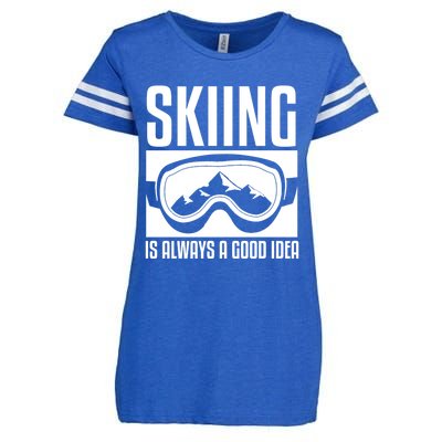 Skier Skiing Is Always A Good Idea Ski Great Gift Enza Ladies Jersey Football T-Shirt