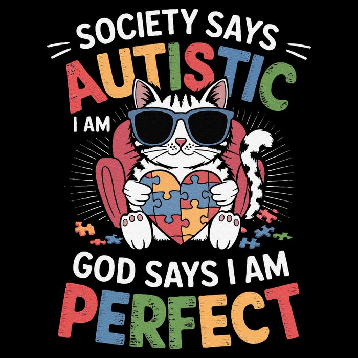 Society Says I Am Autistic God Says I Am Perfect Autism Cat Doggie Tank