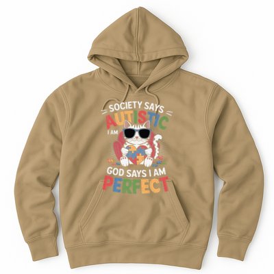 Society Says I Am Autistic God Says I Am Perfect Autism Cat Hoodie