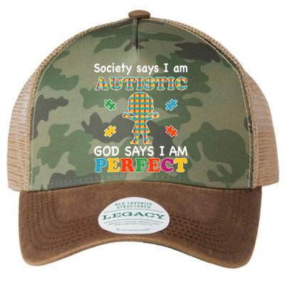 Society Says I am Autistic God Says I am Perfect Autism Legacy Tie Dye Trucker Hat