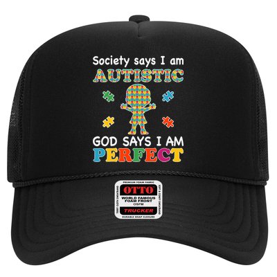 Society Says I am Autistic God Says I am Perfect Autism Trucker Hat