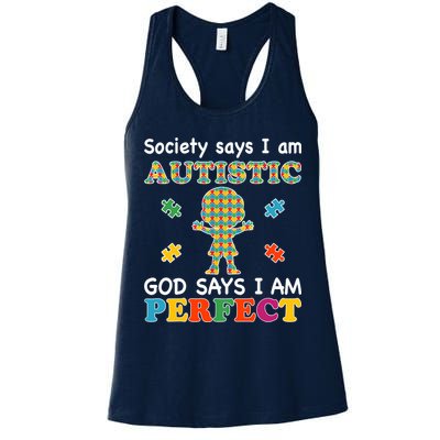 Society Says I am Autistic God Says I am Perfect Autism Womens Tank Top