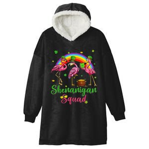 Shenanigan Squad Irish Flamingo Leprechaun St Patrick's Day Hooded Wearable Blanket