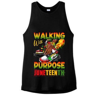 Shoes Steppin' Into Juneteenth Walking With Purpose Ladies PosiCharge Tri-Blend Wicking Tank