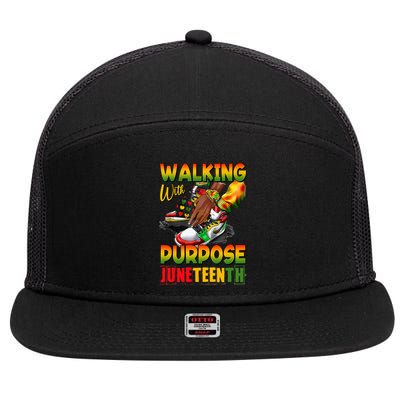 Shoes Steppin' Into Juneteenth Walking With Purpose 7 Panel Mesh Trucker Snapback Hat