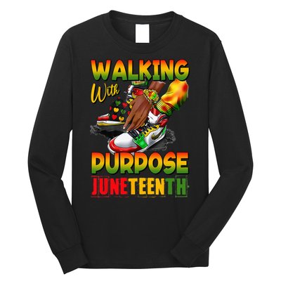 Shoes Steppin' Into Juneteenth Walking With Purpose Long Sleeve Shirt