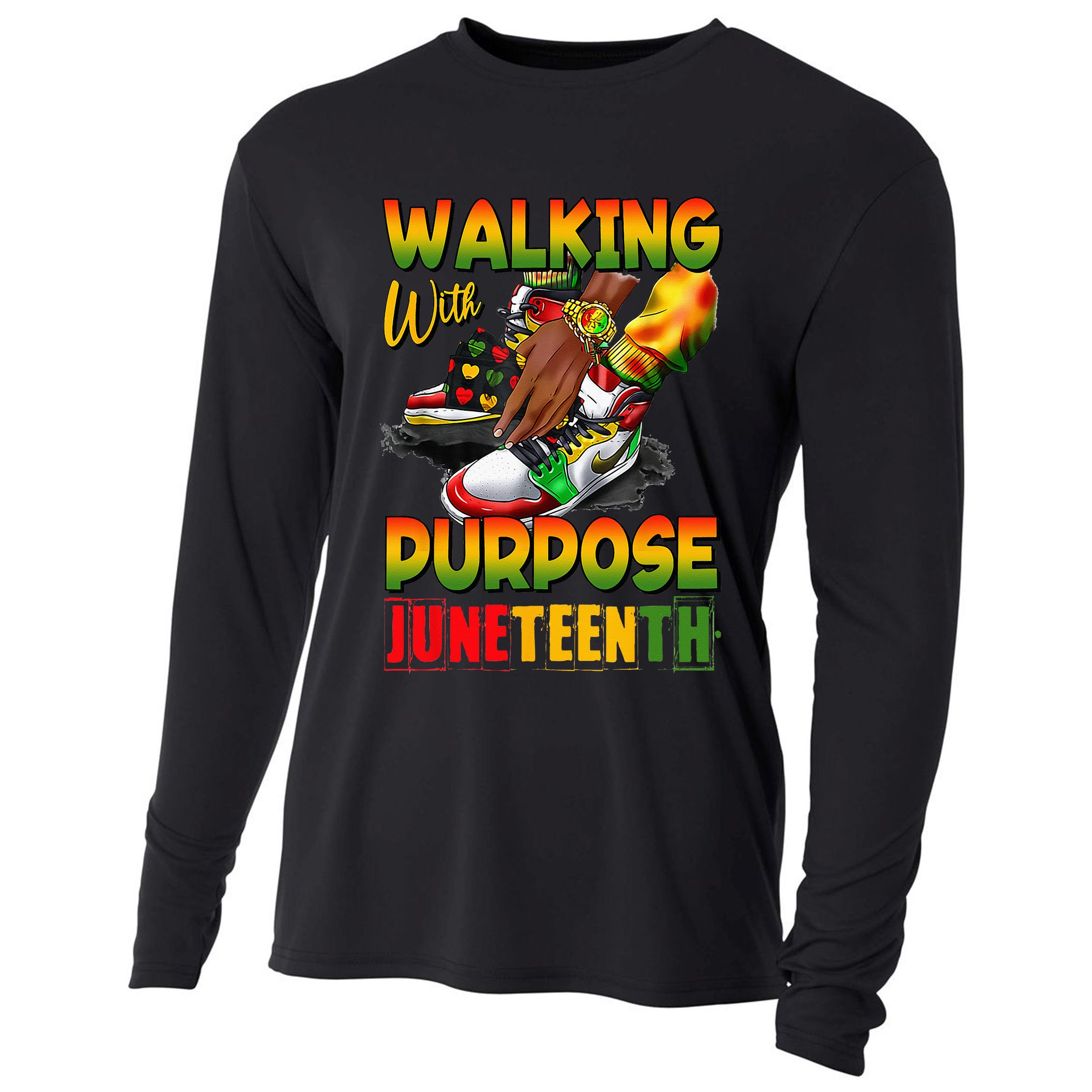 Shoes Steppin' Into Juneteenth Walking With Purpose Cooling Performance Long Sleeve Crew