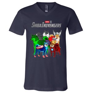 Shibainuvengers Shiba Inu Dog Mothers Day V-Neck T-Shirt