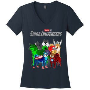 Shibainuvengers Shiba Inu Dog Mothers Day Women's V-Neck T-Shirt