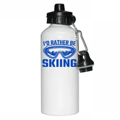 Skier Ski Id Rather Be Skiing Goggles Cute Gift Aluminum Water Bottle 