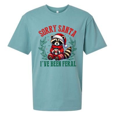 Sorry Santa IVe Been Feral Funny Raccoon Christmas Matching Sorry Santa IVe Be Sueded Cloud Jersey T-Shirt