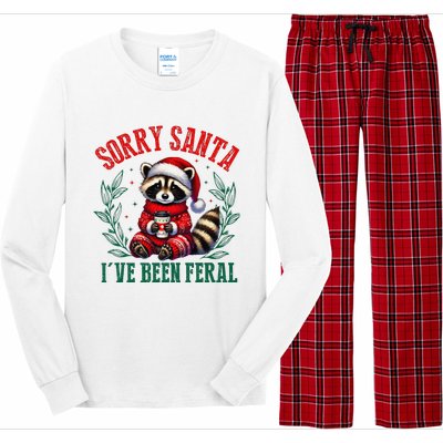 Sorry Santa IVe Been Feral Funny Raccoon Christmas Matching Sorry Santa IVe Be Long Sleeve Pajama Set