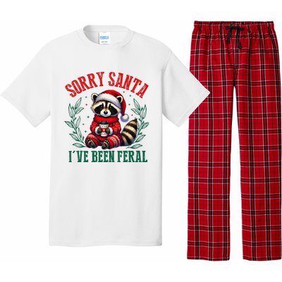 Sorry Santa IVe Been Feral Funny Raccoon Christmas Matching Sorry Santa IVe Be Pajama Set