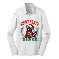 Sorry Santa IVe Been Feral Funny Raccoon Christmas Matching Sorry Santa IVe Be Silk Touch Performance Long Sleeve Polo