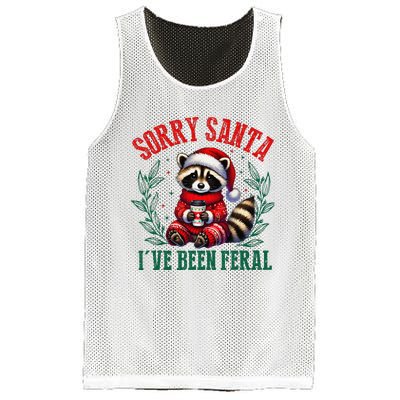 Sorry Santa IVe Been Feral Funny Raccoon Christmas Matching Sorry Santa IVe Be Mesh Reversible Basketball Jersey Tank