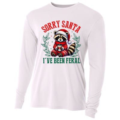 Sorry Santa IVe Been Feral Funny Raccoon Christmas Matching Sorry Santa IVe Be Cooling Performance Long Sleeve Crew