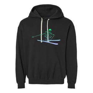 Silhouette Ski Icon For Skiier Ski Skiing Garment-Dyed Fleece Hoodie