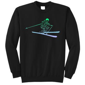 Silhouette Ski Icon For Skiier Ski Skiing Sweatshirt